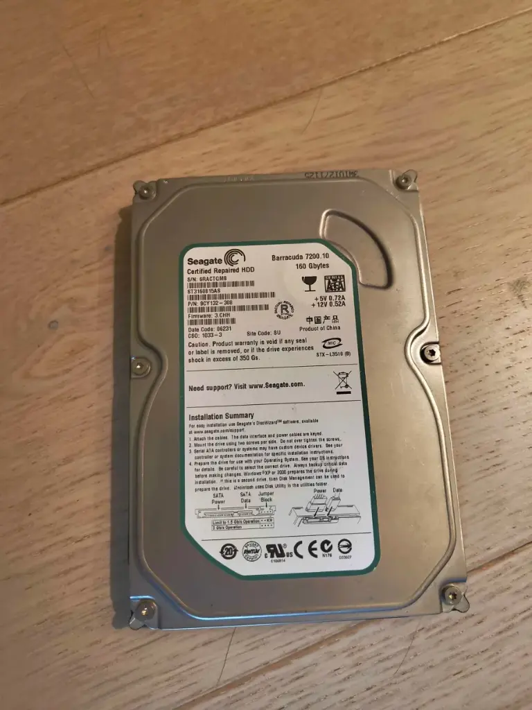 Seagate 160GB 7200RPM Barracuda 3,5" Harddisk